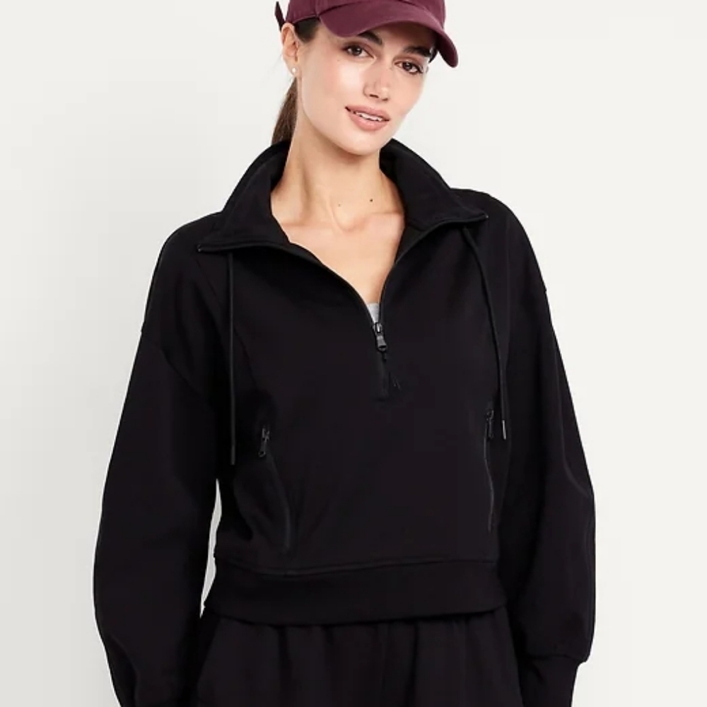 NWOT OLD NAVY Women's Dynamic Fleece Half-Zip Sweatshirt (Size S • Black)